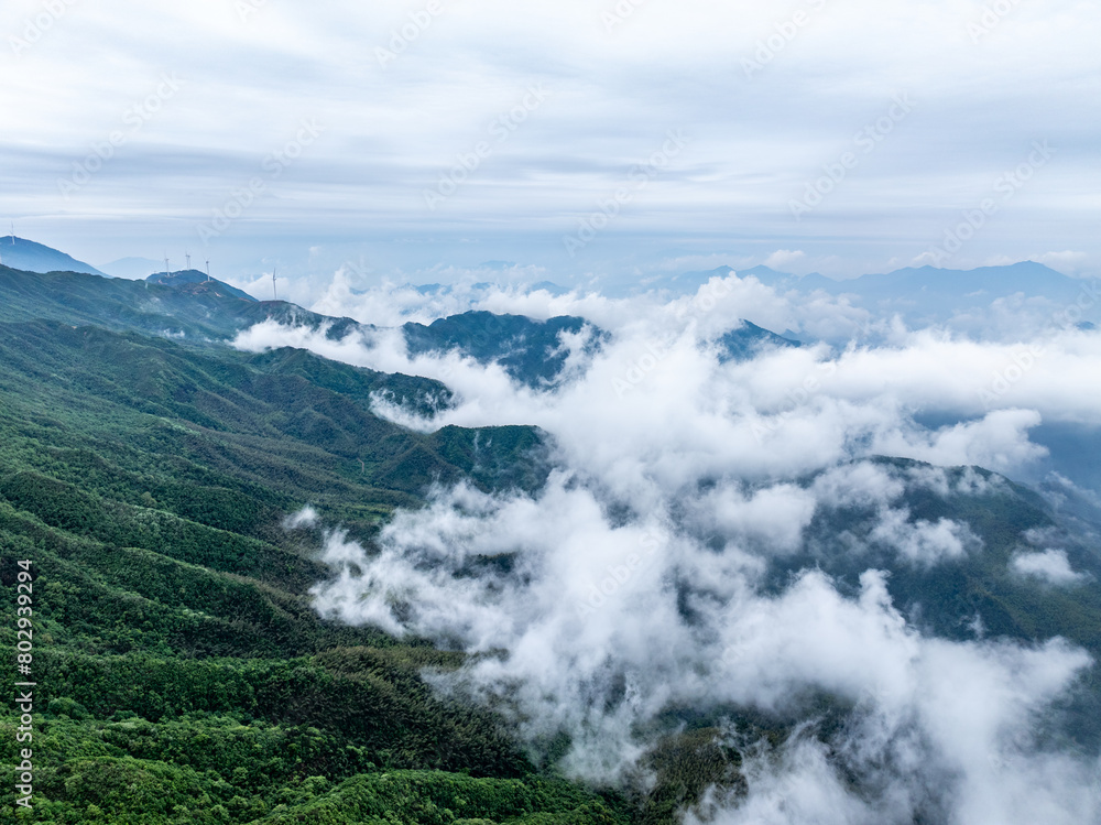 Aerial photography of mountain clouds and fog Aerial photography of mountain clouds and fog