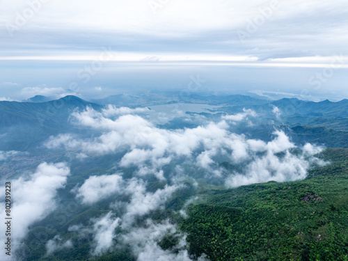 Aerial photography of mountain clouds and fog