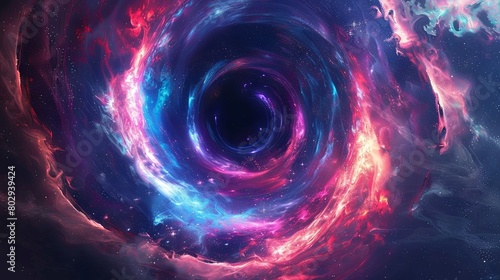 Vibrant cosmic vortex with swirling nebula patterns