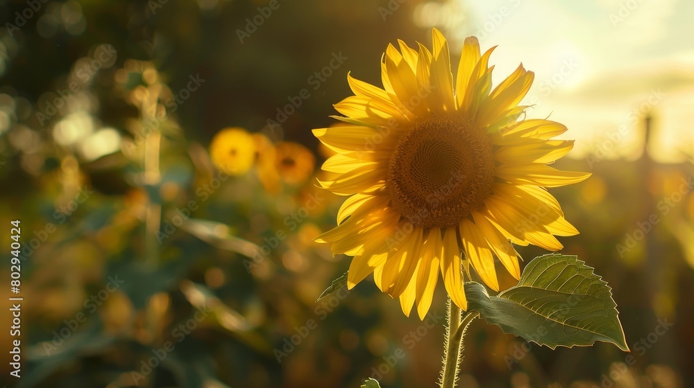 Fototapeta premium A big beautiful sunflower in the middle of the forest