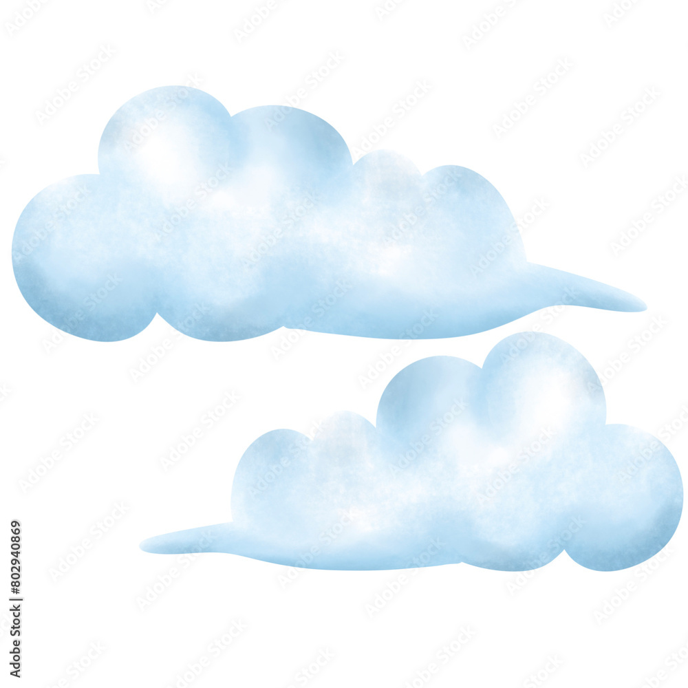 Fototapeta premium A watercolor painting of blue sky with clouds