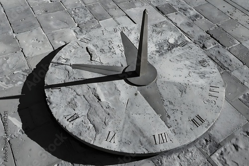 The sharp shadow of a sundial at noon photo