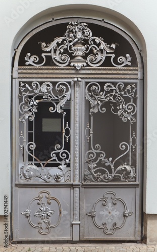 old wooden door with iron