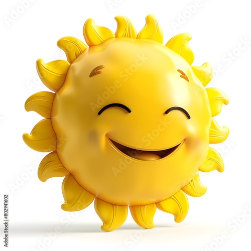 There is a yellow sun with a smiling face on a white background generative ai 