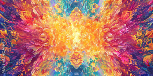 A flurry of vibrant colors explodes into the air  creating a stunning kaleidoscope of patterns that shimmer and dance in the sunlight.