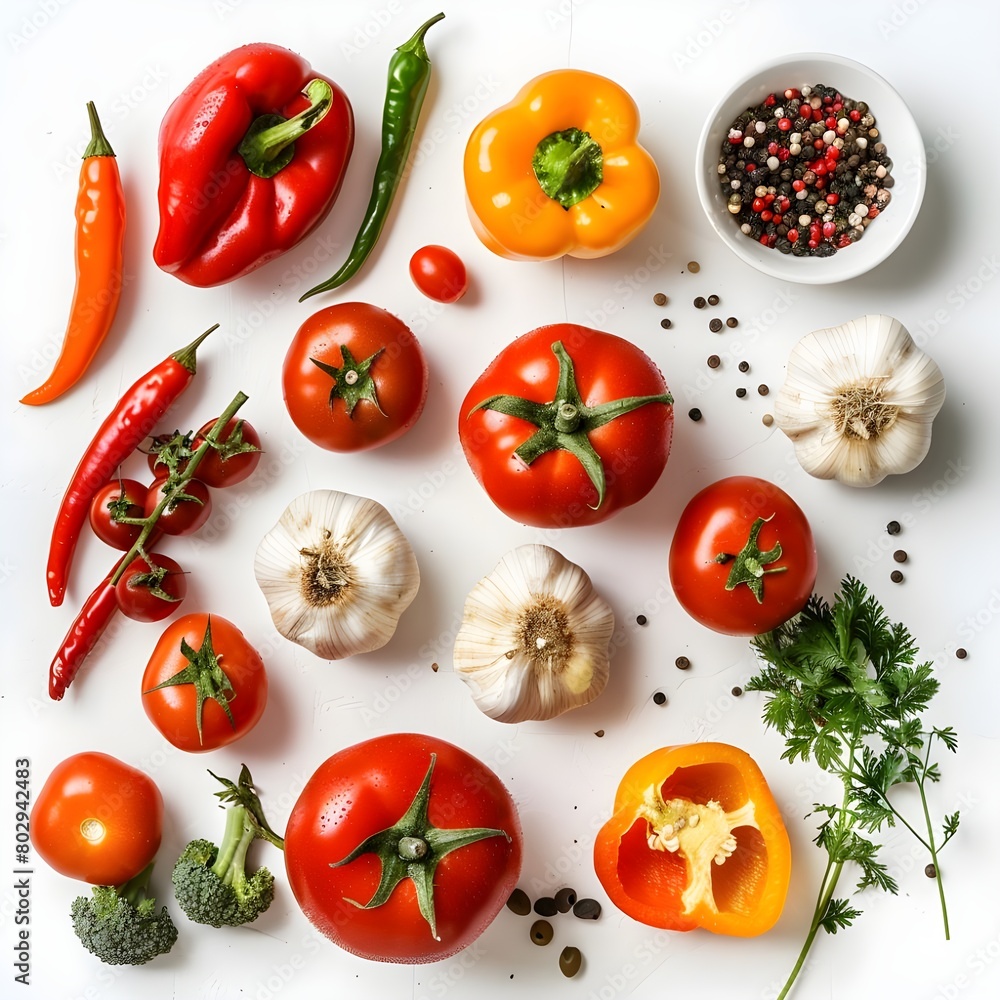 Various fresh vegetables and herbs on white. Healthy eating concept
Various fresh vegetables and herbs on white. Healthy eating concept