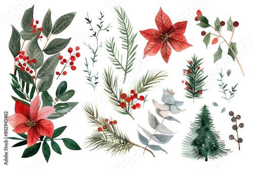 Festive watercolor collection for holiday designs