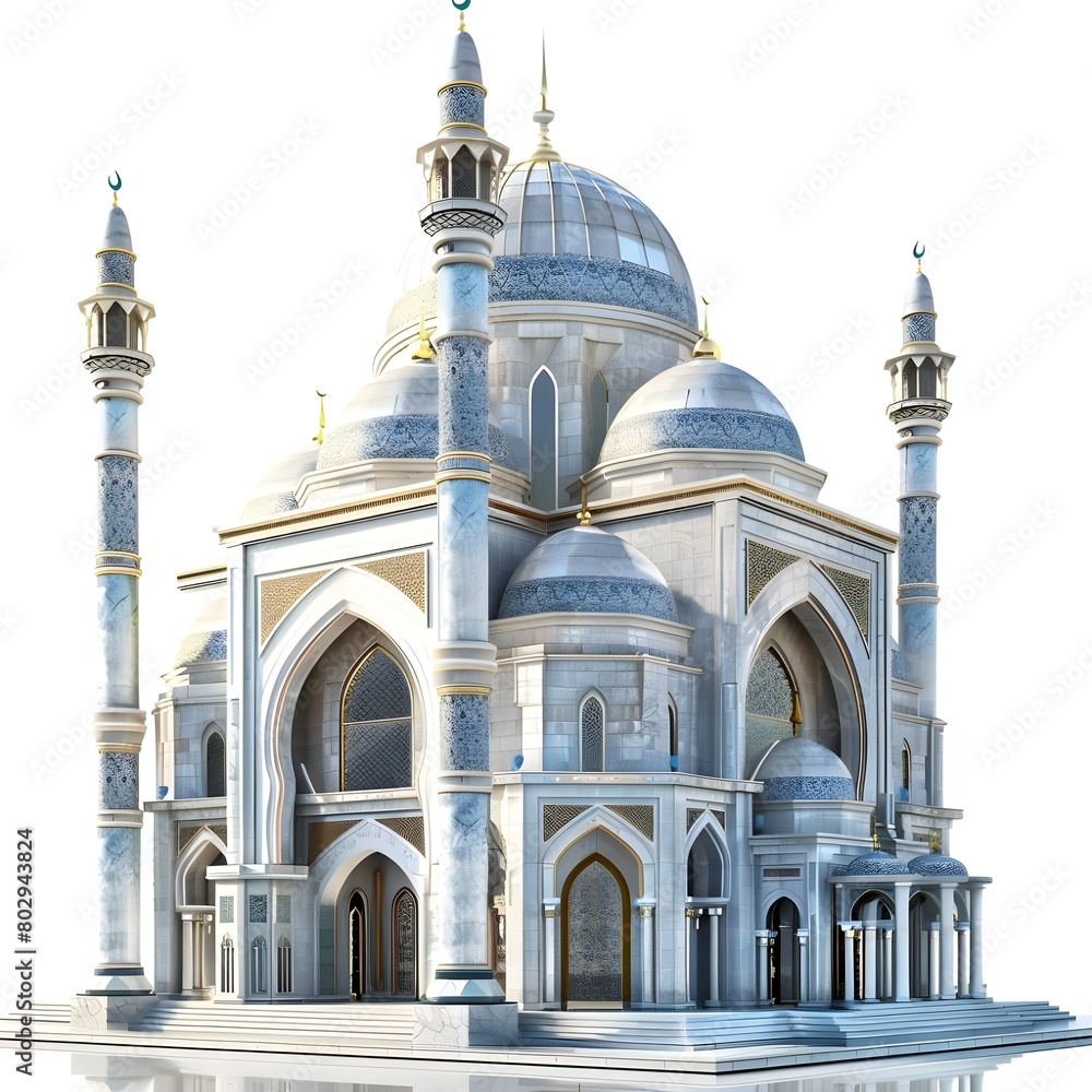 taj mahal in agra country, Cartoon mockup of a small mosque with a simple design on a white background
