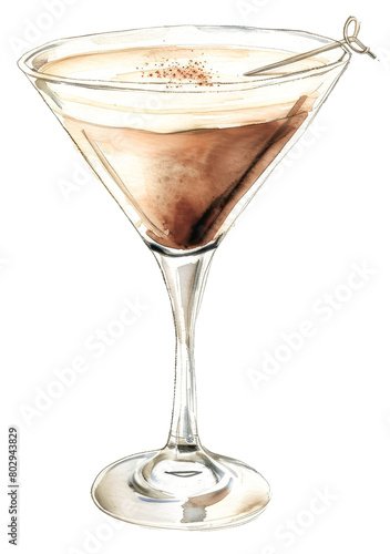 Hand-painted watercolor espresso martini glass photo