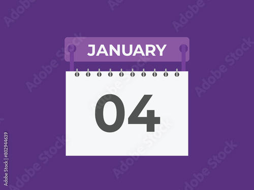 january 4 calendar reminder. 4 january daily calendar icon template. Calendar 4 january icon Design template. Vector illustration 