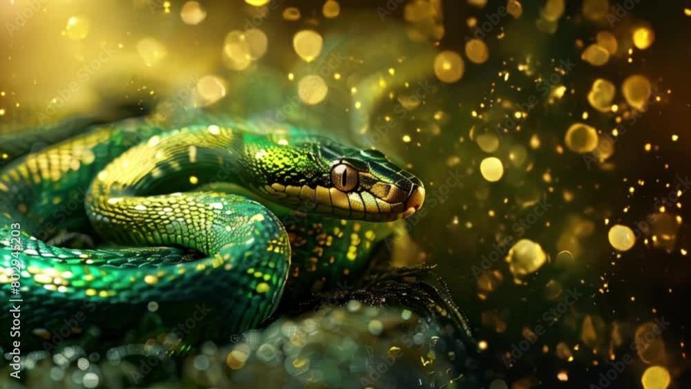greeting Happy New year background with green snake greeting Happy New year background with green snake