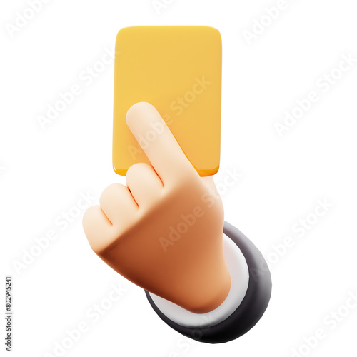 Fotografi yellow card with referee hand for foul punishment football match competition 3d