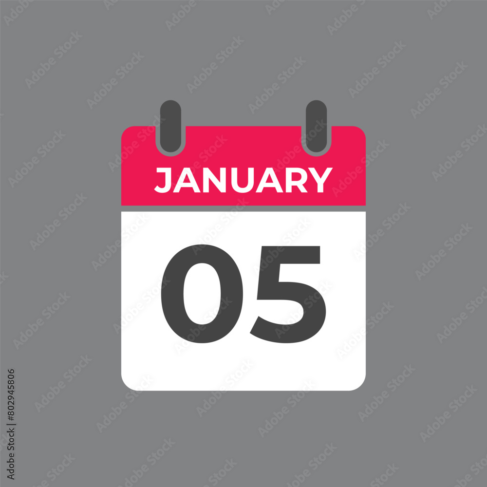 january 5 calendar reminder. 5 january daily calendar icon template. Calendar 5 january icon Design template. Vector illustration
january 5 calendar reminder. 5 january daily calendar icon template. Calendar 5 january icon Design template. Vector illustration