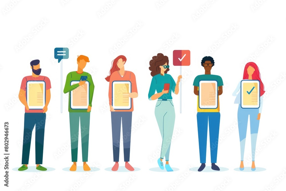 Obraz premium Group of people holding signs, ideal for protest or demonstration concept