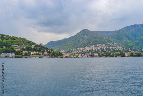 Landscape of Lake Como with views of the lake surface and majestic mountains © Delia_Suvari