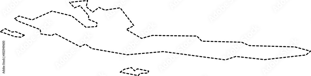 dash line drawing of hvar island map.