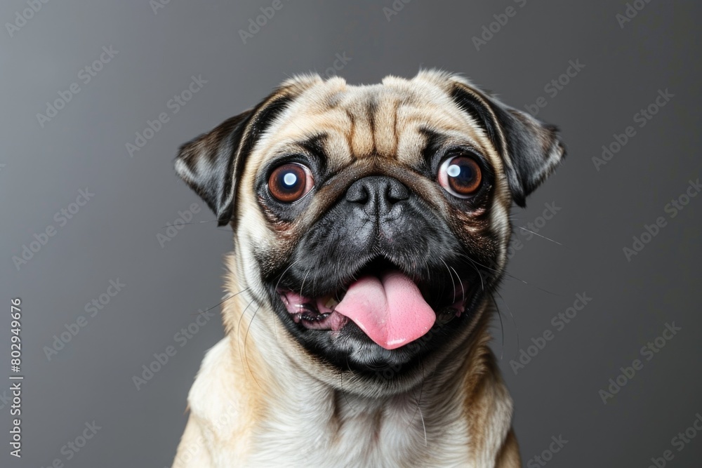 A cute pug dog sticking out its tongue, suitable for pet-related designs A cute pug dog sticking out its tongue, suitable for pet-related designs