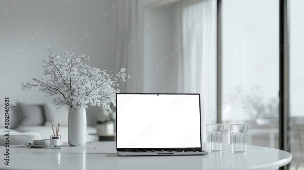 custom made wallpaper toronto digitalFront view of modern designer desktop with blank computer screen, and other items. Mockup