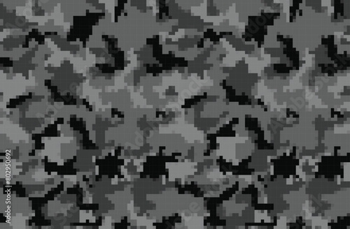 gray digital camouflage pixel illustration, military uniform