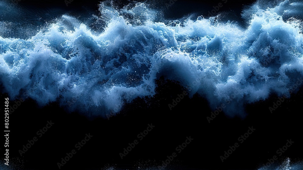   A large body of blue water with many foamy waves