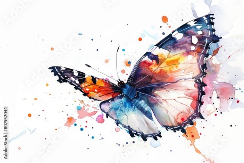 Beautiful watercolor painting of a colorful butterfly. Perfect for nature-themed designs