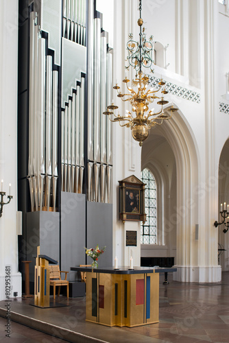 Interior of St Petri church, in Malmo. Beautiful organ.