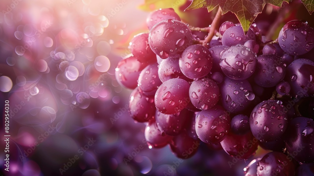 Bunch of ripe red grapes with water drops on bokeh background Bunch of ripe red grapes with water drops on bokeh background