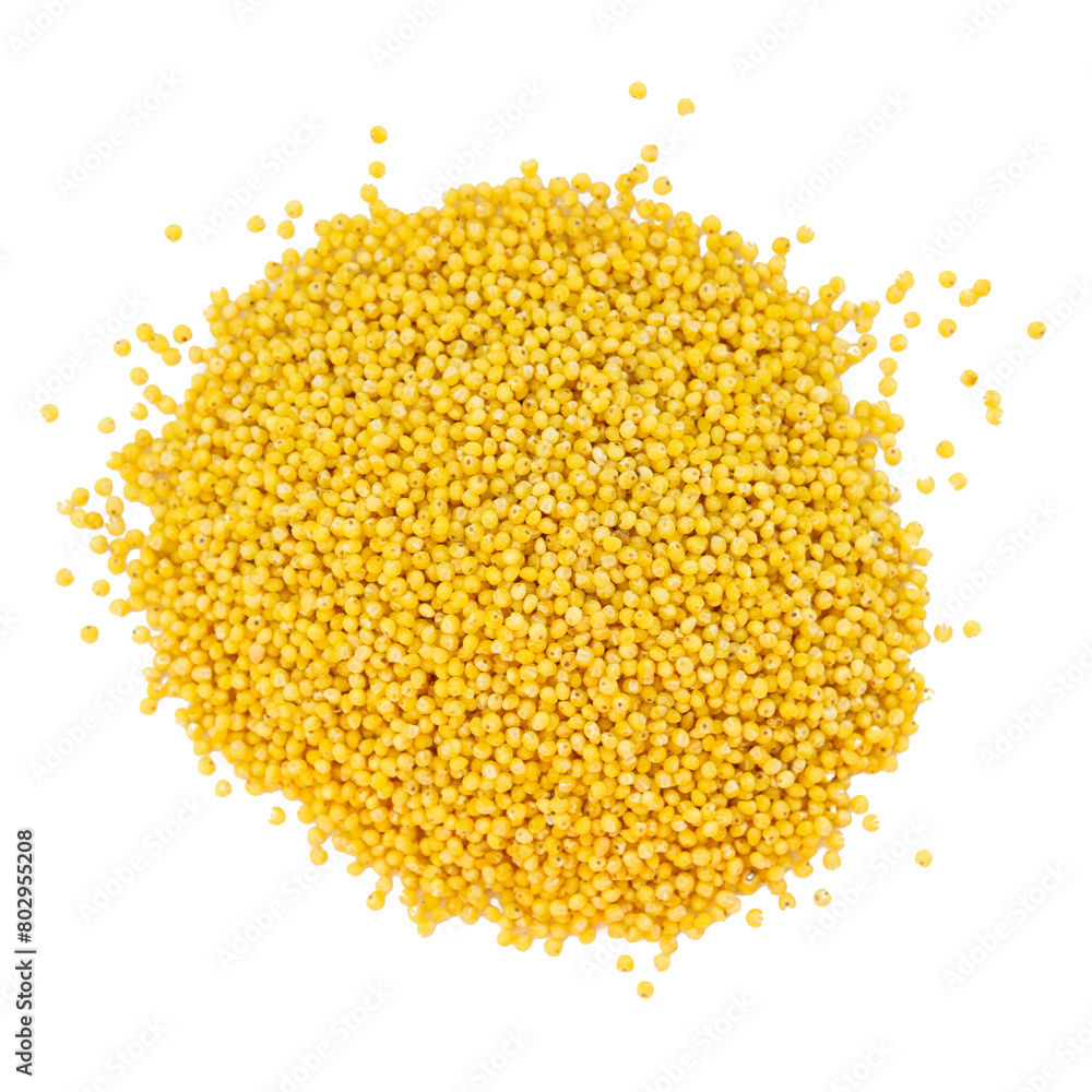 Millet grains poured into a slide on a transparent background Millet grains poured into a slide on a transparent background