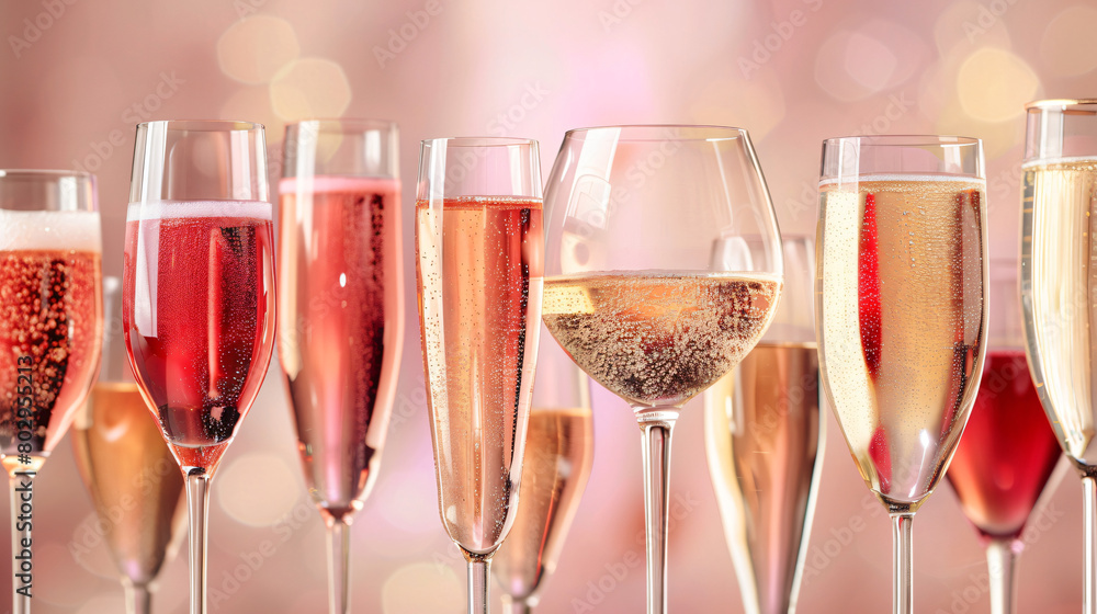 close up of multiple differently shaped beautiful, modern and elegant glasses of champagne, sparkling wine and other drinks close up of multiple differently shaped beautiful, modern and elegant glasses of champagne, sparkling wine and other drinks
