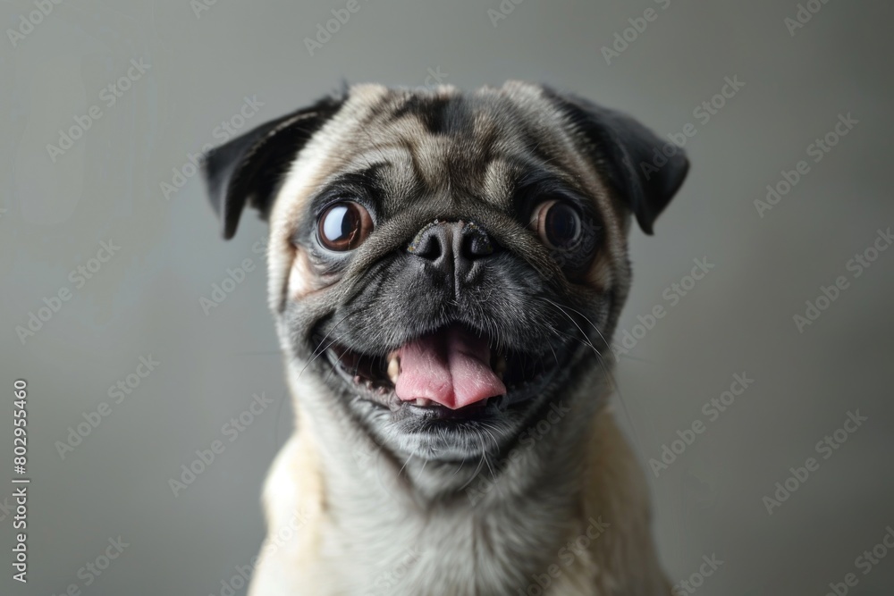 Adorable pug dog with tongue out, perfect for pet lovers