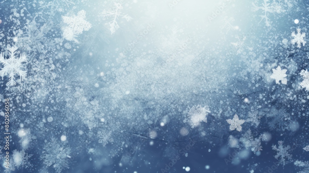 Abstract winter background with snowflakes and bokeh.