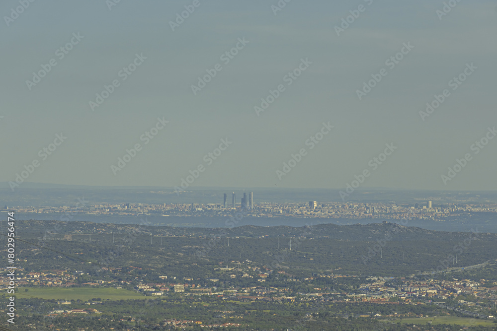 Panorama of the Madrid skyline, seen from the Guadarrama mountain Panorama of the Madrid skyline, seen from the Guadarrama mountain