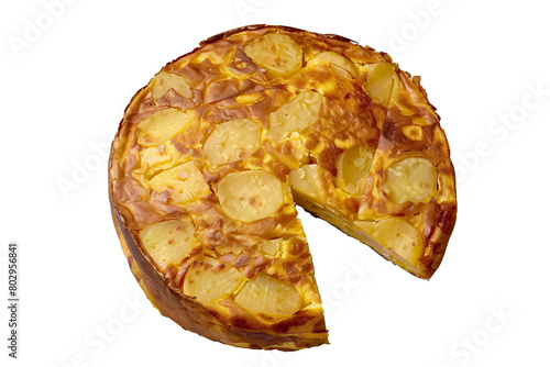 Spanish Tortilla Española with Potatoes and Eggs, Isolated on a Transparent Background photo