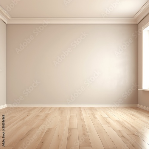 3d rendering.  texture wallpaper.  room An empty room with white walls and brown wooden floor
