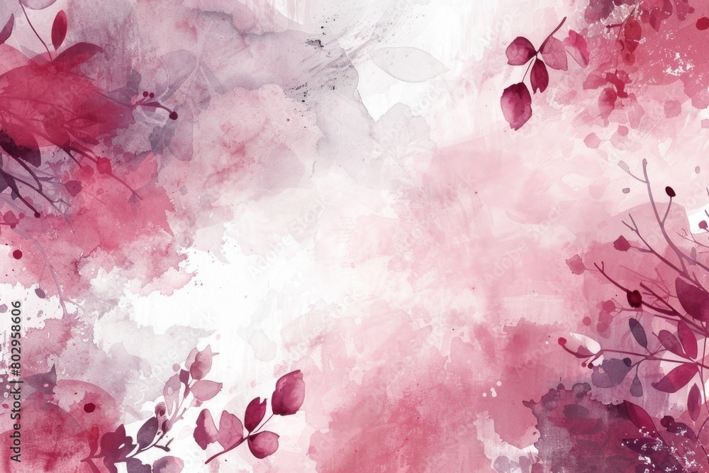 Fototapeta premium Beautiful watercolor painting of colorful flowers and green leaves. Perfect for botanical designs