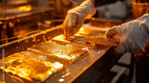 Close-up photo of a technician monitoring the gold refinement process  showcasing the advanced equipment and careful attention required to achieve high-quality gold