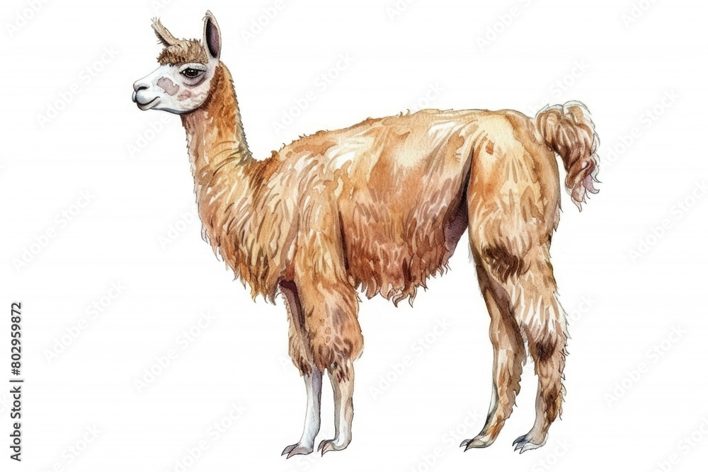 Naklejka premium A llama standing on a white surface. Ideal for animal lovers