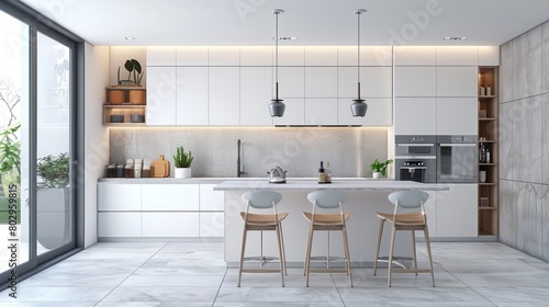 Wallpaper Mural A modern kitchen with white cabinets and a countertop Torontodigital.ca