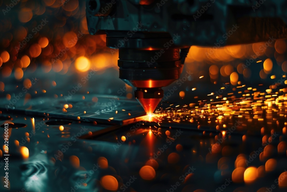 A close up of a machine cutting a piece of metal. Ideal for industrial and manufacturing concepts A close up of a machine cutting a piece of metal. Ideal for industrial and manufacturing concepts