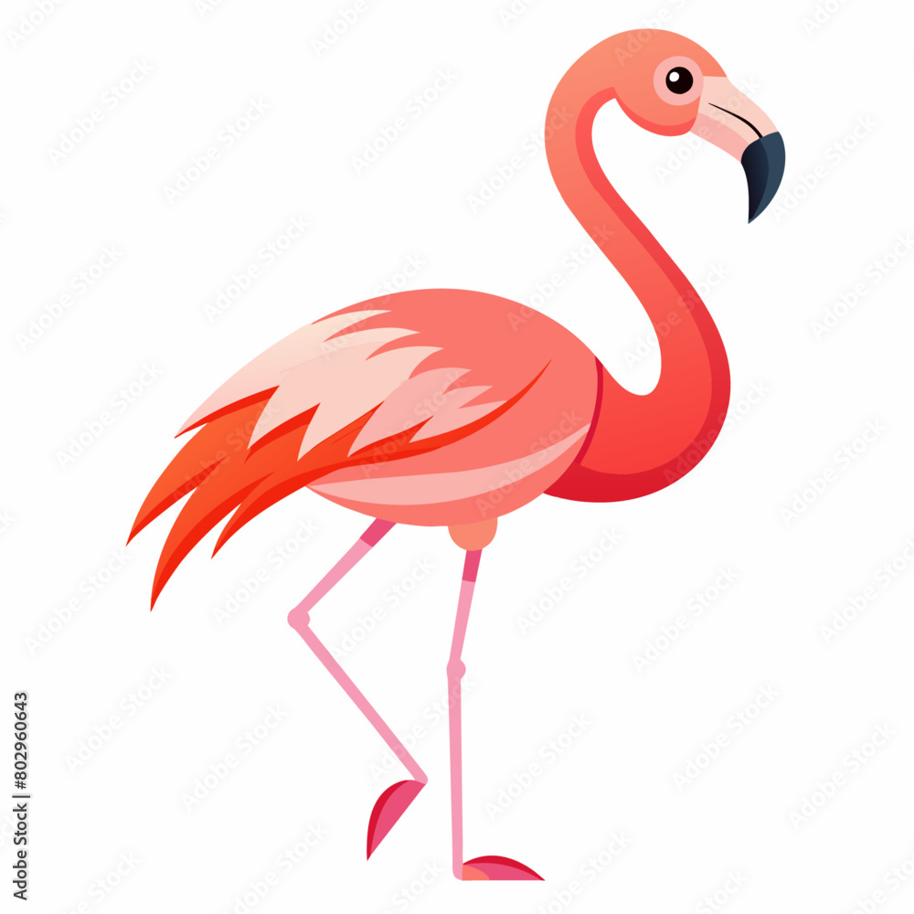Fototapeta premium flamingo Bird Vector art illustration flat style (5)
