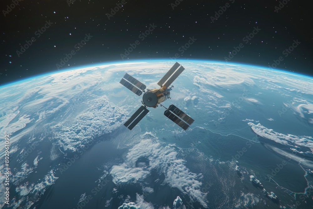 A stunning satellite view of the Earth, perfect for scientific projects or educational materials A stunning satellite view of the Earth, perfect for scientific projects or educational materials