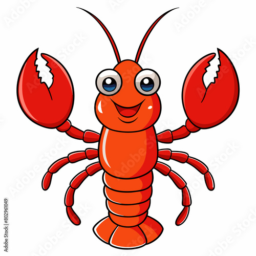 Lobster vector clipart art illustration, solid white background (14)