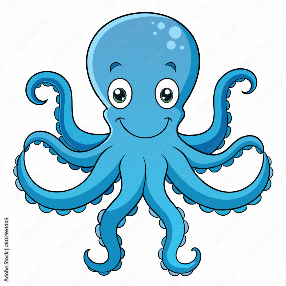 Octopus vector art illustration, solid white background (21)