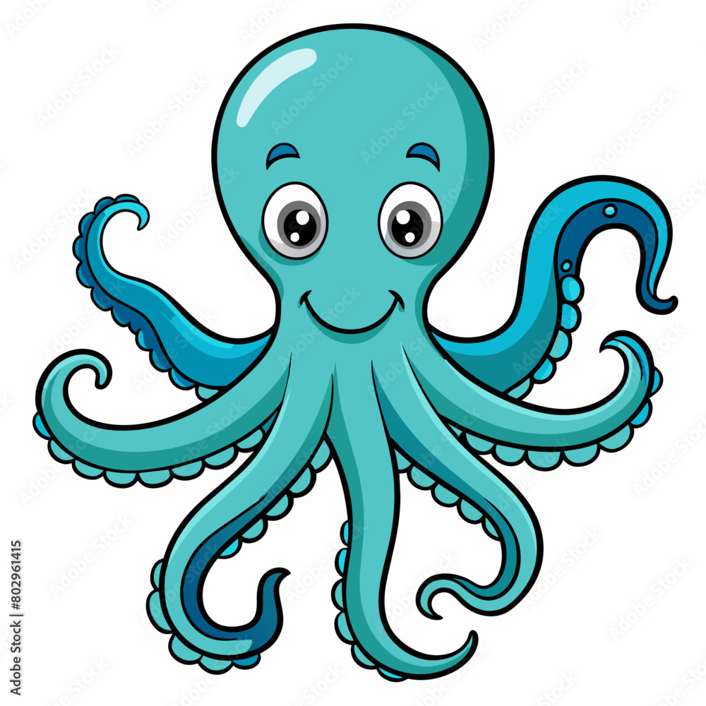 Octopus vector art illustration, solid white background (29)