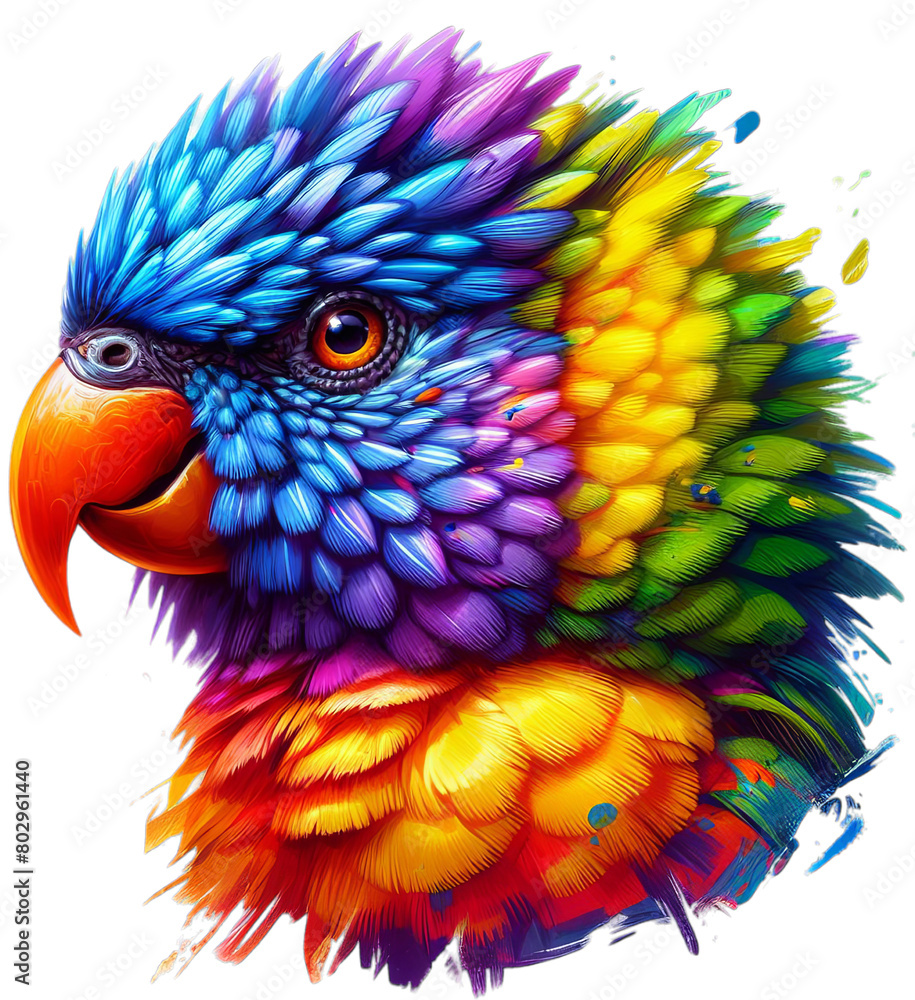 Obraz premium Winged Wonders: Playful and Bright Watercolor Parrot - Transform Any Space with These Exotic Bird PNG