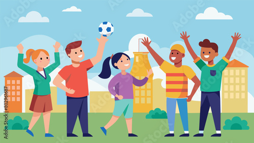 A friendly game of keeping everyone entertained with neighbors cheering on their team.. Vector illustration