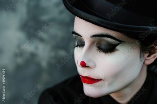 Wallpaper Mural Close up of a person wearing makeup and a top hat, suitable for fashion or theatrical themes Torontodigital.ca