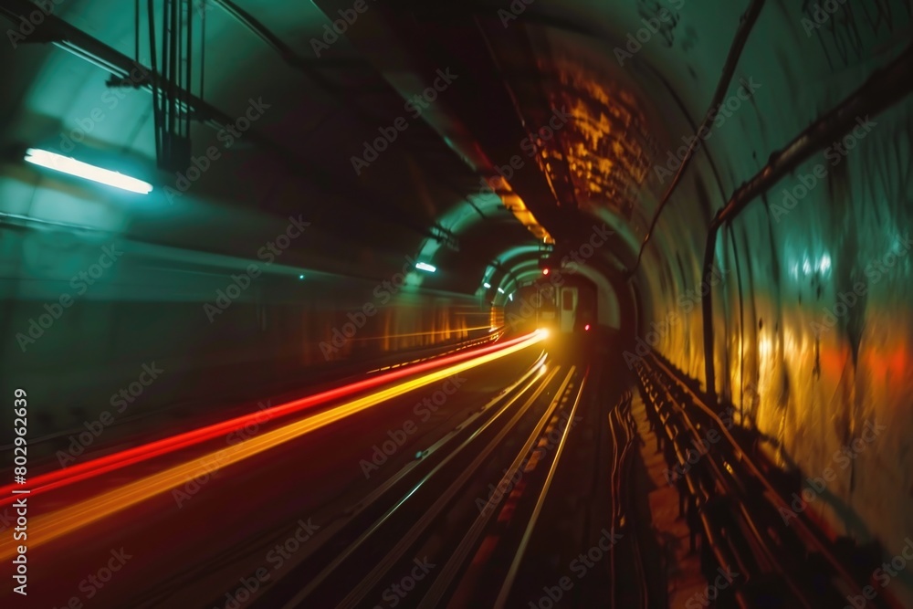 A train traveling through a tunnel, suitable for transportation concepts A train traveling through a tunnel, suitable for transportation concepts