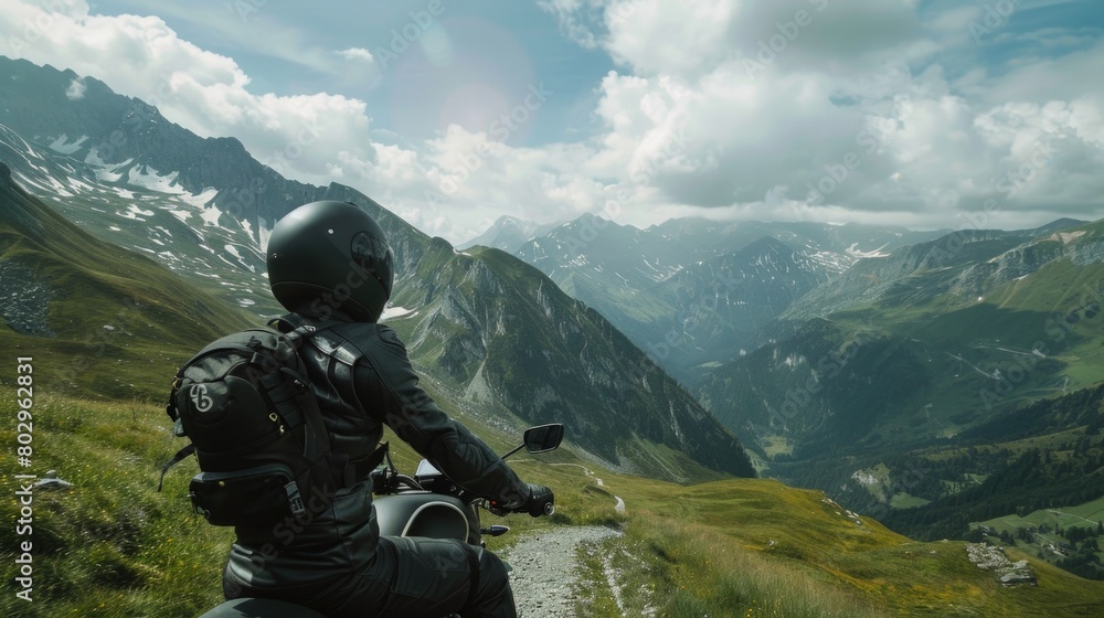 A person riding a motorcycle on a dusty dirt road. Suitable for travel and adventure concepts A person riding a motorcycle on a dusty dirt road. Suitable for travel and adventure concepts