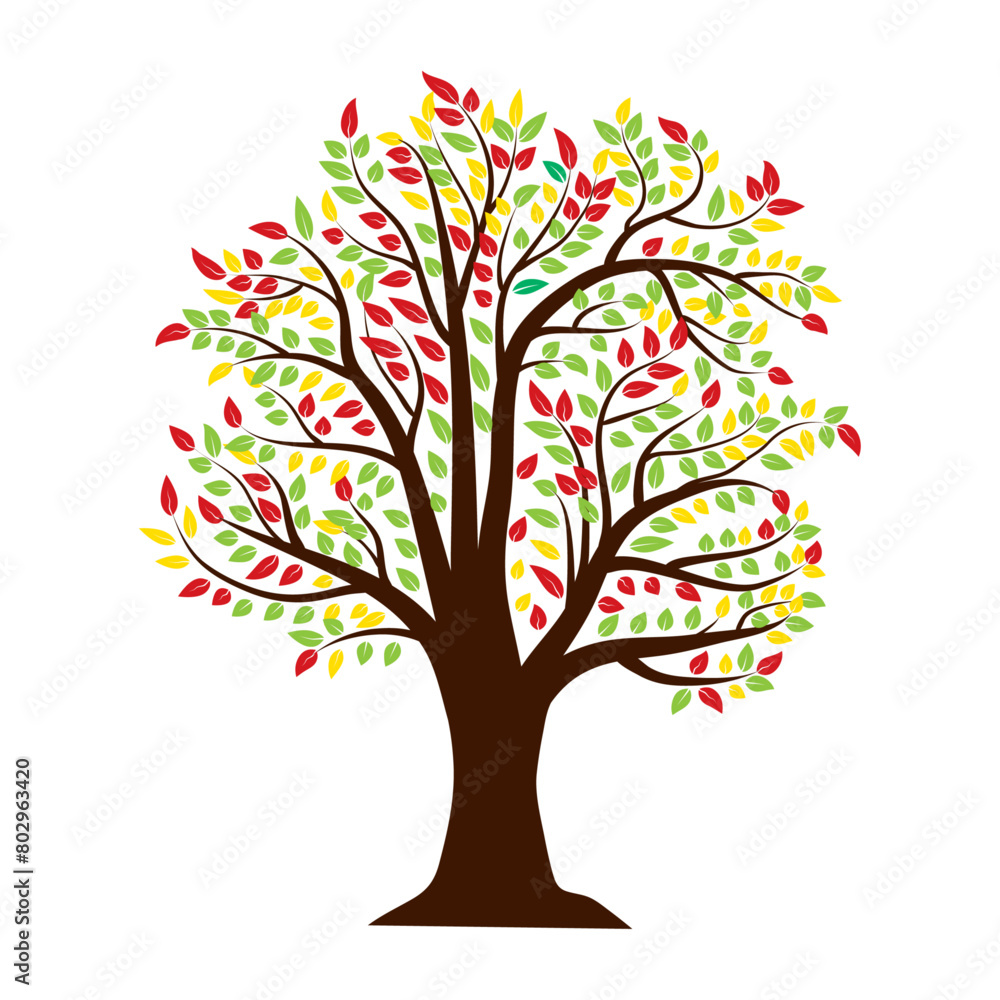 Fototapeta premium Abstract Colorful Tree Vector Icon Design. Growth and wisdom logo design. Green tree icon.